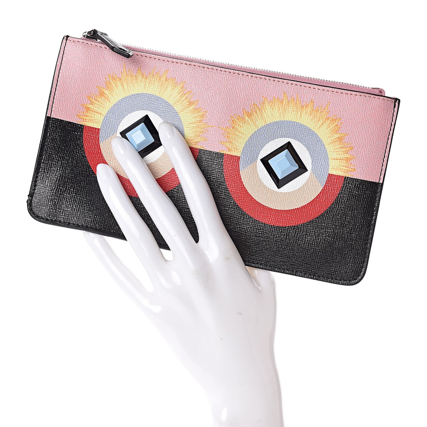 Vitello Elite Century Hypnoteyes Studded Zip Pouch Bubblegum Multicolor