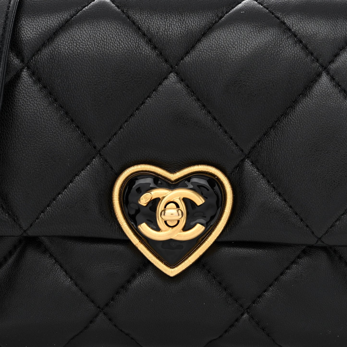Lambskin Plexiglass Quilted Coco Love Mini Flap Black