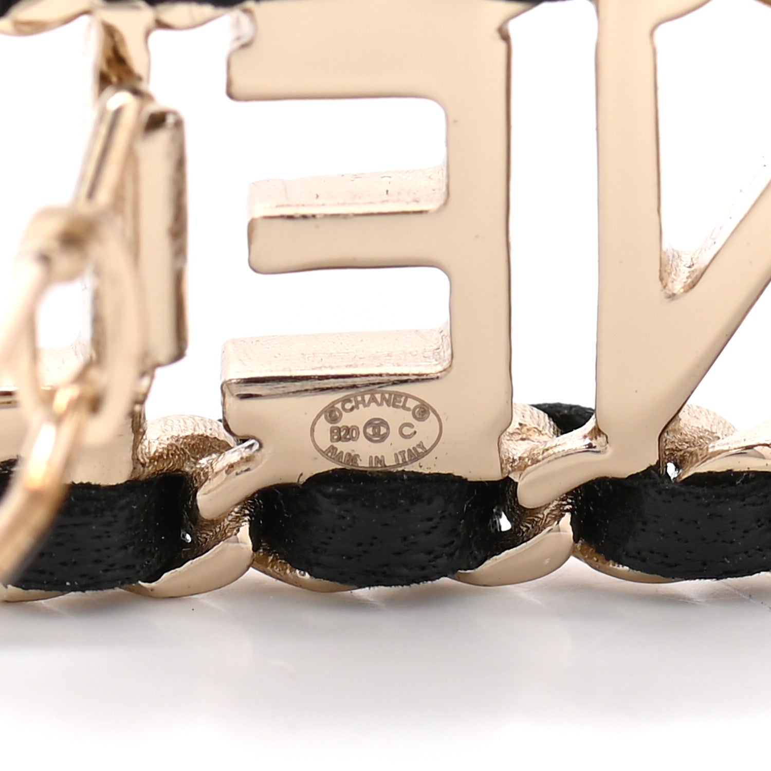 Chanel Metal Lambskin Vintage Allure Logo Hair Clip Black Gold 4 of 4
