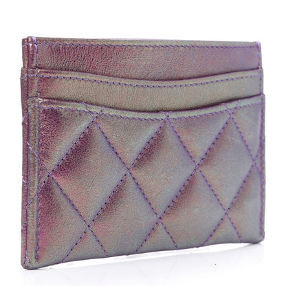 Chanel Iridescent Lambskin Quilted Card Holder Purple 3 of 14