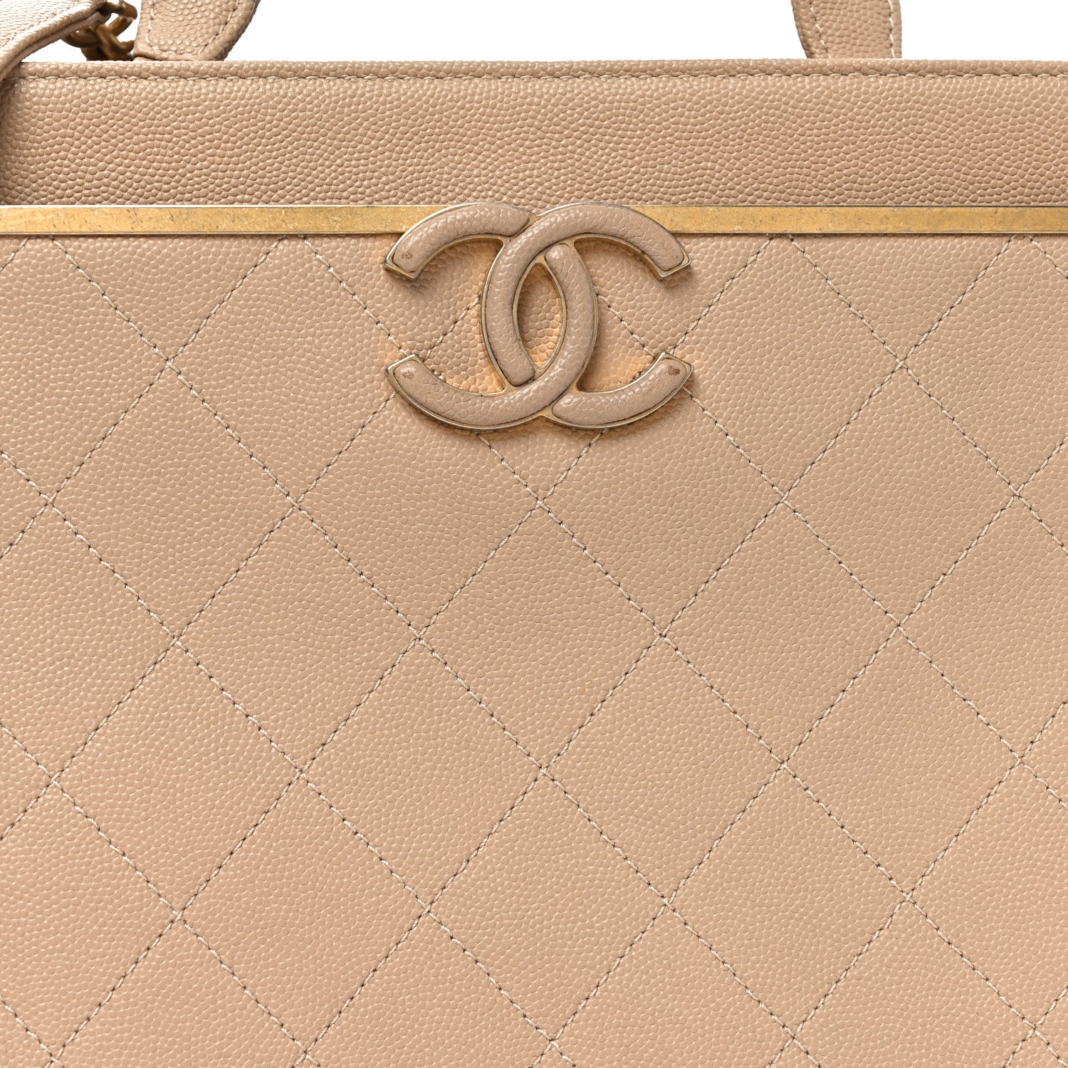 Chanel Grained Calfskin Stitched Small Lady Coco Top Handle Tote Beige 8 of 10