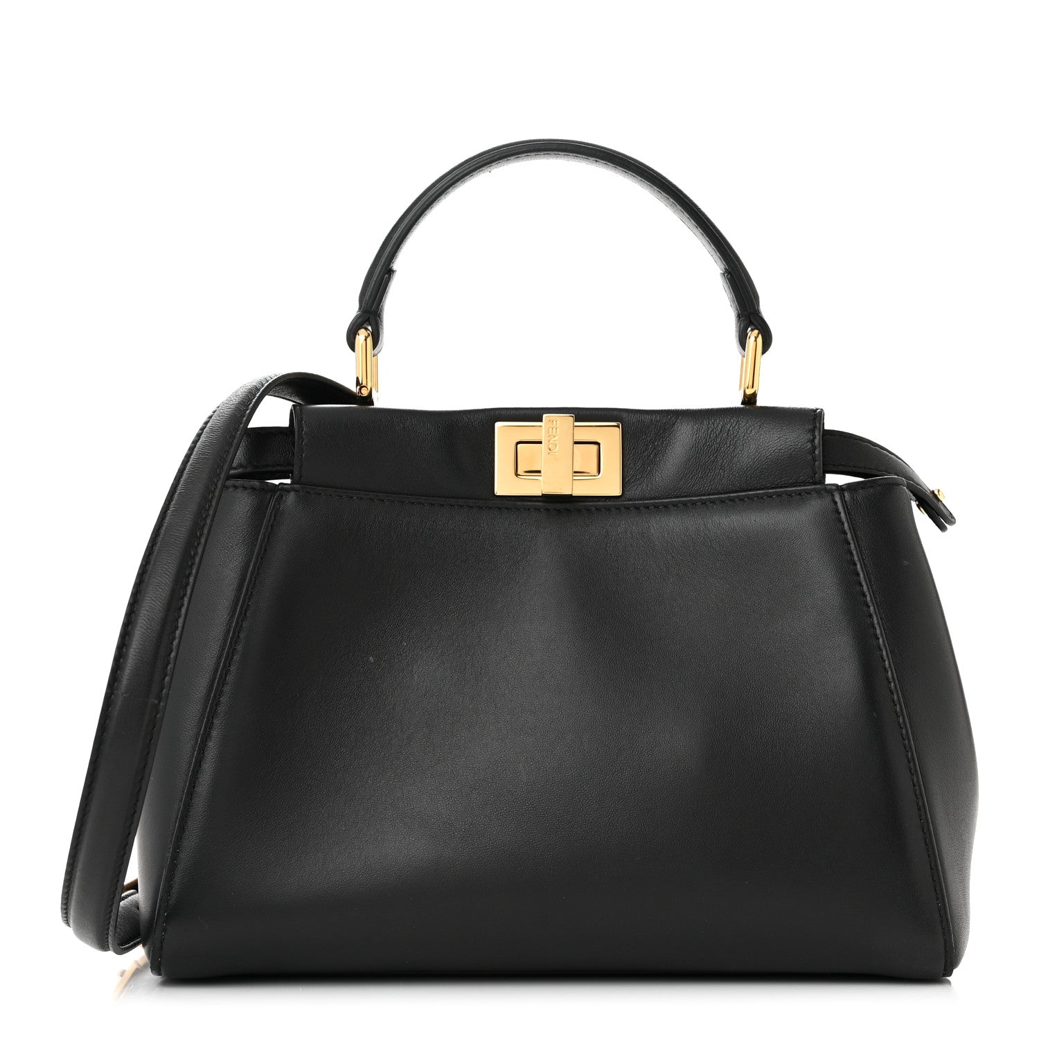 Fendi Nappa Stacked Bar Mini Peekaboo Iconic Satchel Black 1 of 12