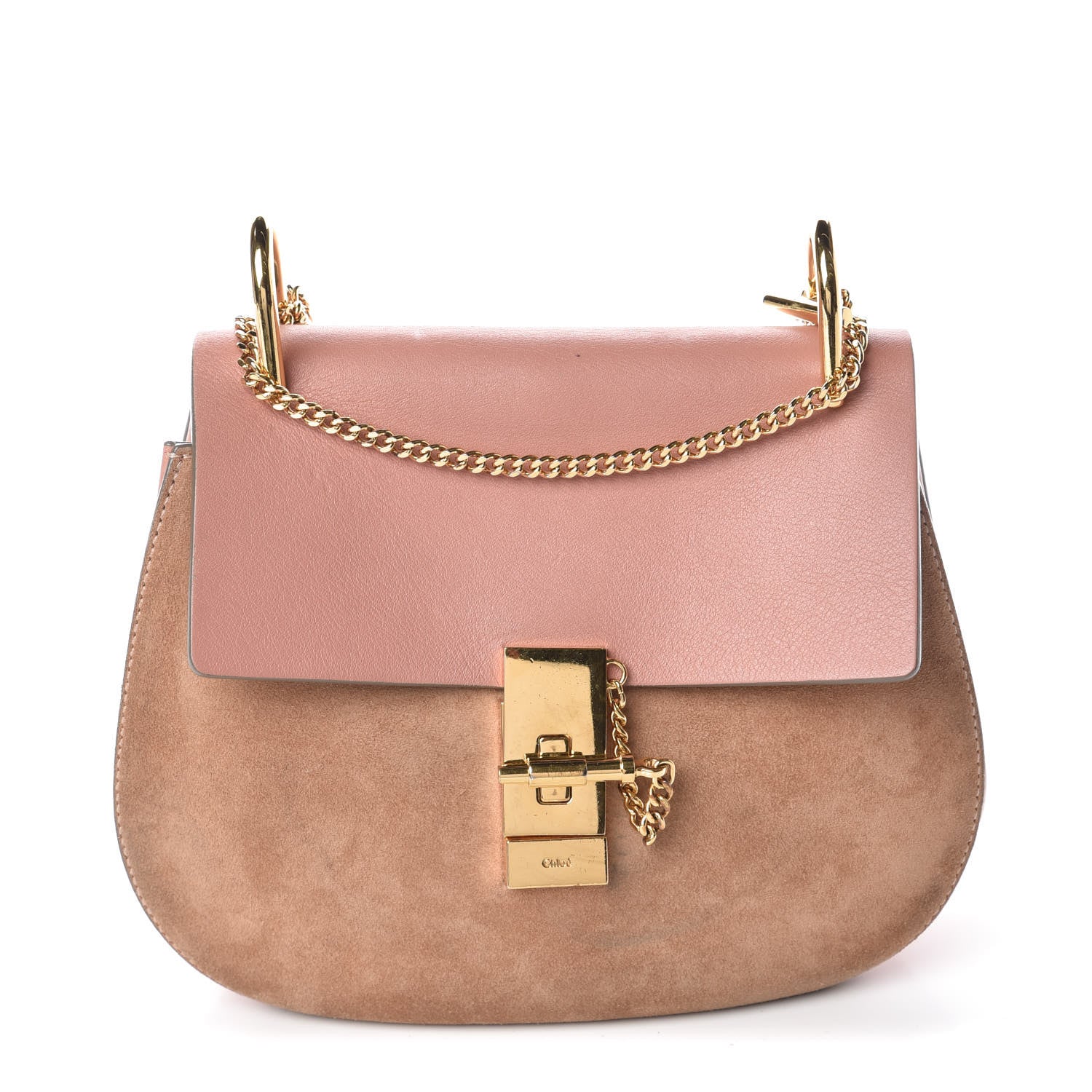 Chloe Suede Smooth Calfskin Drew Shoulder Bag Misty Rose 1 of 11