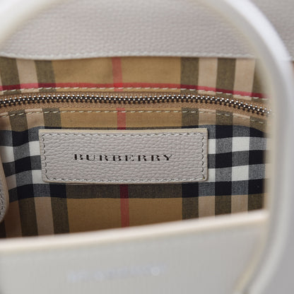 Burberry Grainy Calfskin House Check Small Banner Tote Limestone 6 of 9