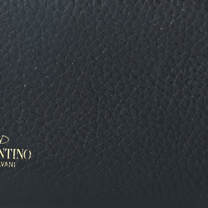 Valentino Garavani Pebbled Calfskin Rockstud Zip Around Wallet Black 9 of 10