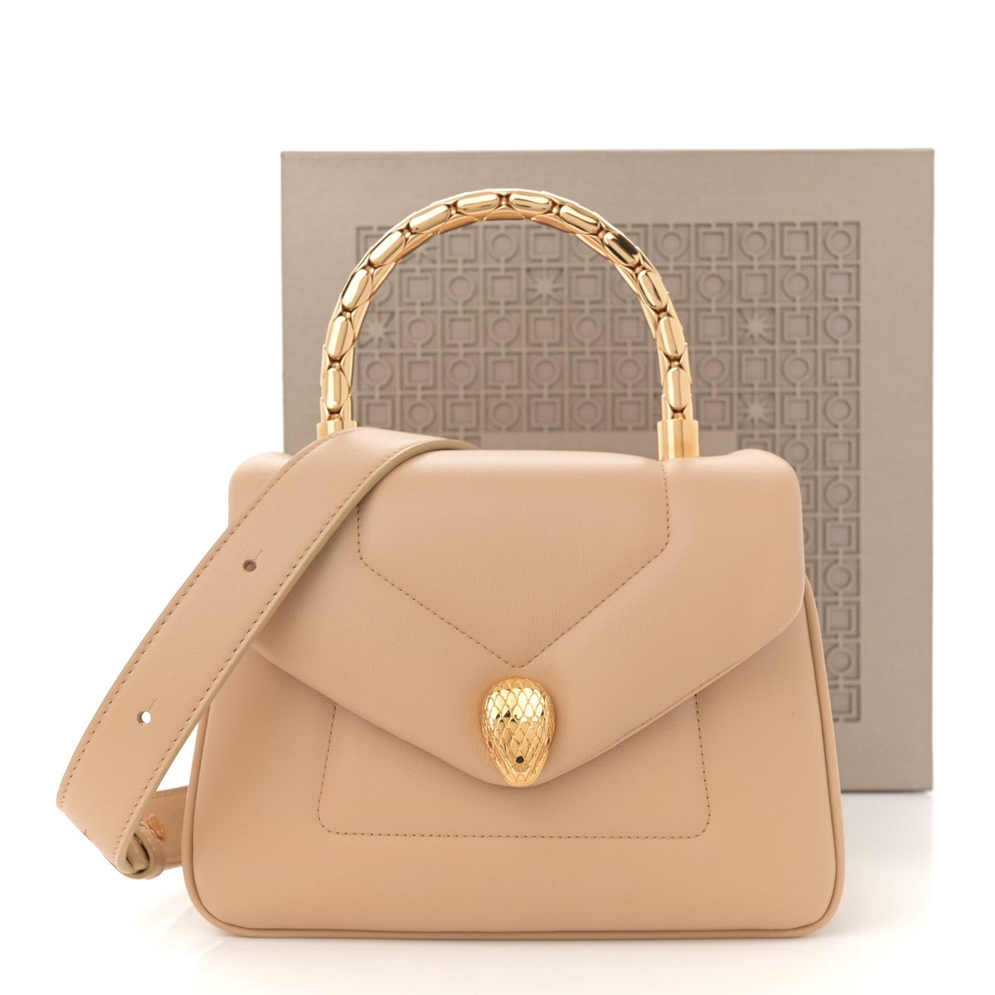 Calfskin Serpenti Reverse Top Handle Sahara Amber