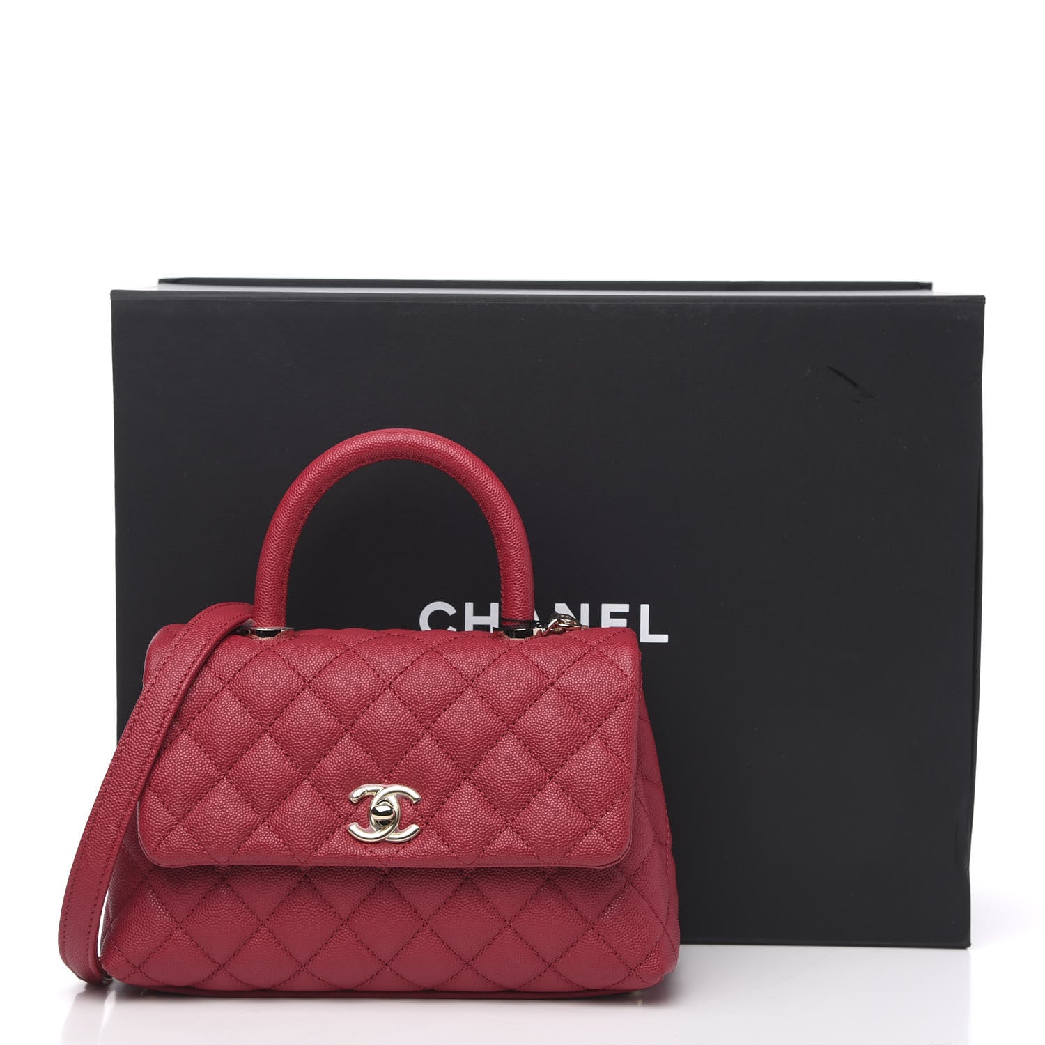Chanel Caviar Quilted Mini Coco Handle Flap Fuchsia 10 of 10