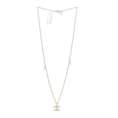 Chanel Crystal Pearl CC Pendant Necklace Gold 3 of 6