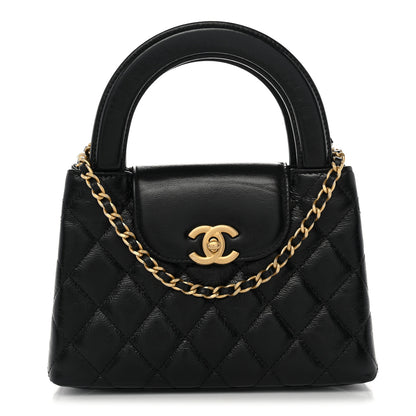 Chanel Shiny Aged Calfskin Quilted Nano Kelly Shopper Black 1 of 11