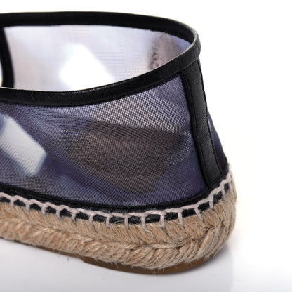 Chanel Mesh Lambskin Check Print CC Espadrilles 37 Blue Black White 9 of 21