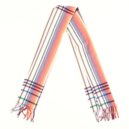 Hermes Cashmere Sweet Love Fringe Scarf Ecru Mandarine Aubergine 2 of 3