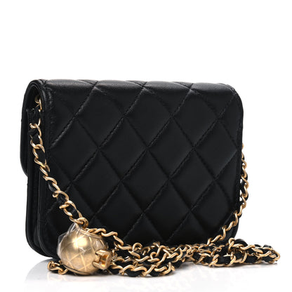 Chanel Lambskin Quilted Pearl Crush Clutch With Chain Black 2 of 4