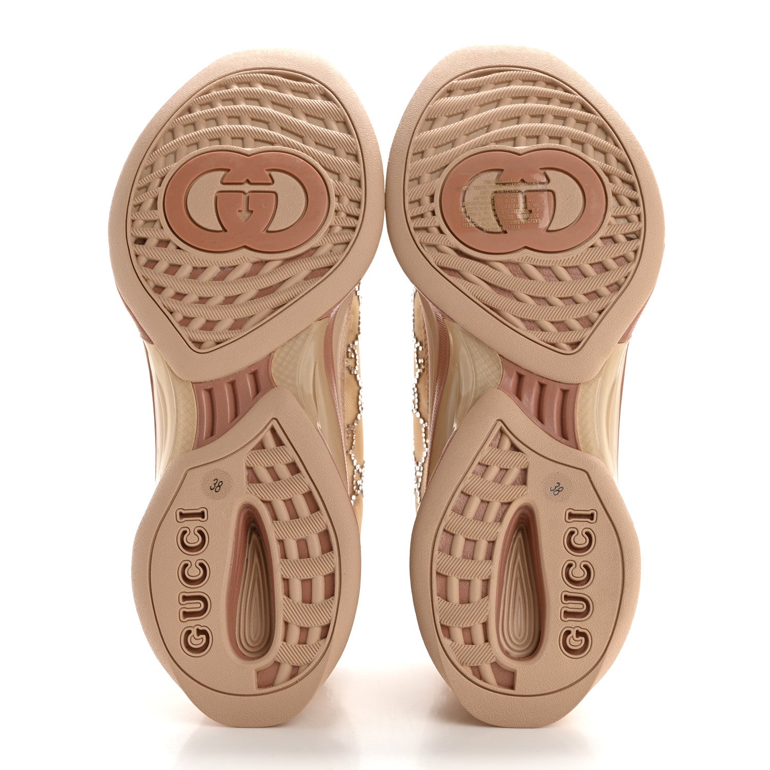 Gucci Tela Retino Mesh Crystal Suede GG Monogram Womens Gucci Run Sneakers 38 Light Powder Skin Rose Silver 5 of 8