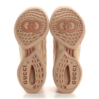 Gucci Tela Retino Mesh Crystal Suede GG Monogram Womens Gucci Run Sneakers 38 Light Powder Skin Rose Silver 5 of 8