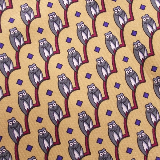 Hermes Silk Angora Owls Scarf Yellow 6 of 6