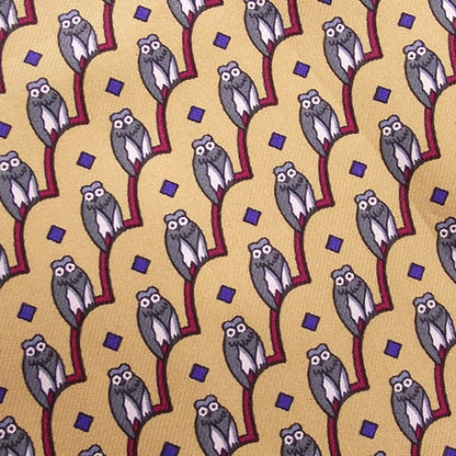 Hermes Silk Angora Owls Scarf Yellow 6 of 6