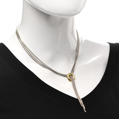 David Yurman Sterling Silver 18K Yellow Gold Lariat Waterfall Necklace 2 of 4