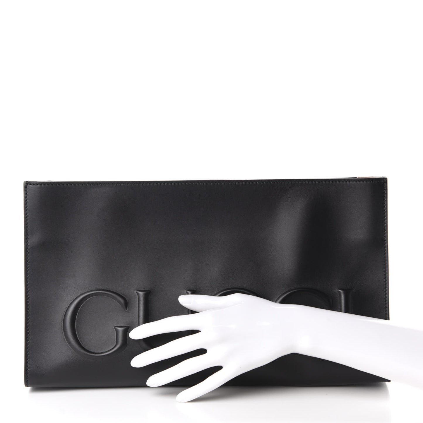 Calfskin Embossed XL Clutch Black