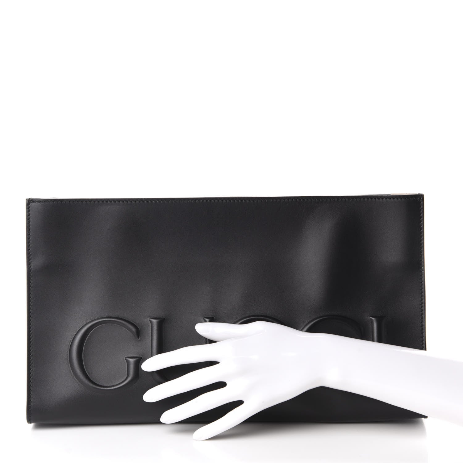 Gucci Calfskin Embossed XL Clutch Black 2 of 8