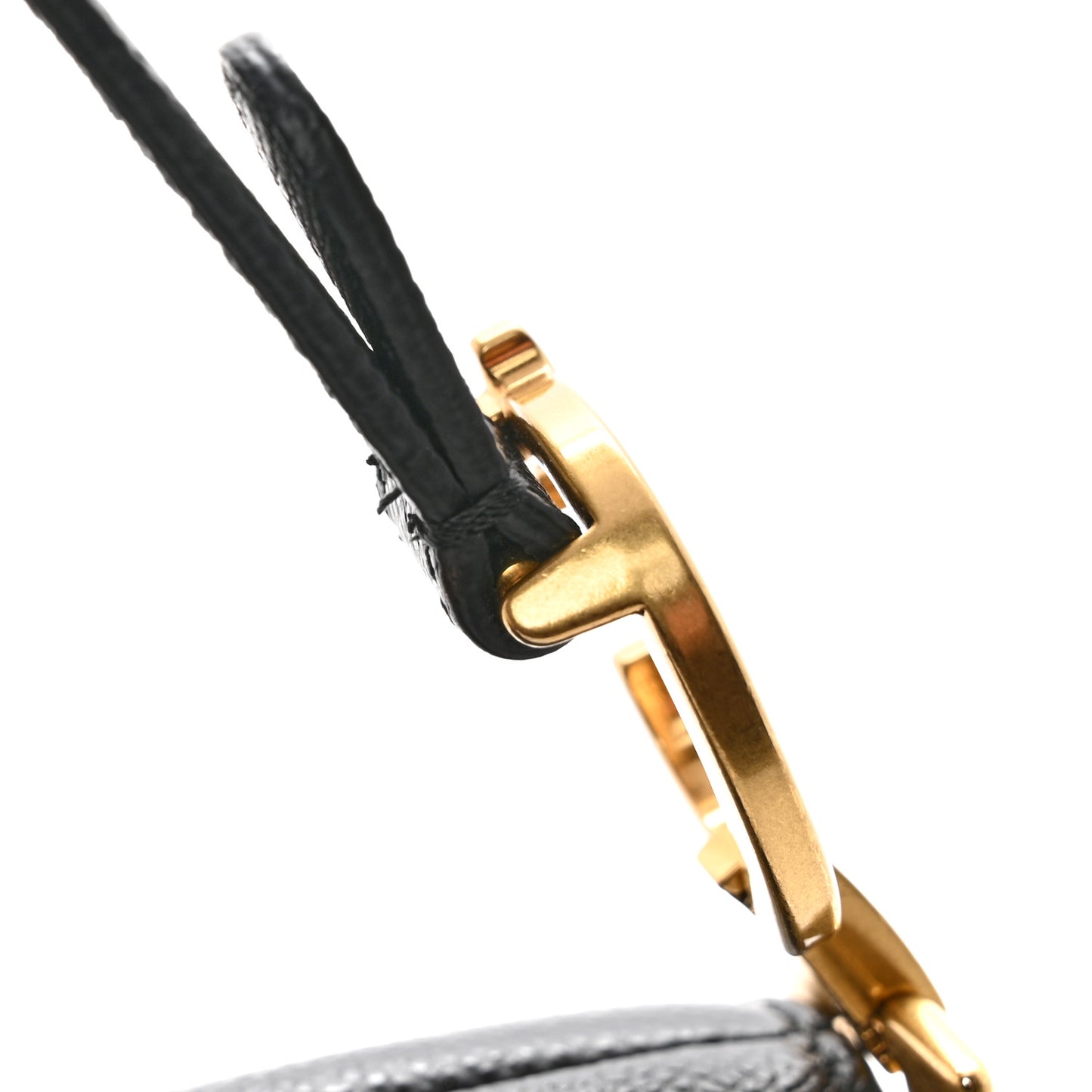 Grained Calfskin Mini Saddle Bag With Strap Black