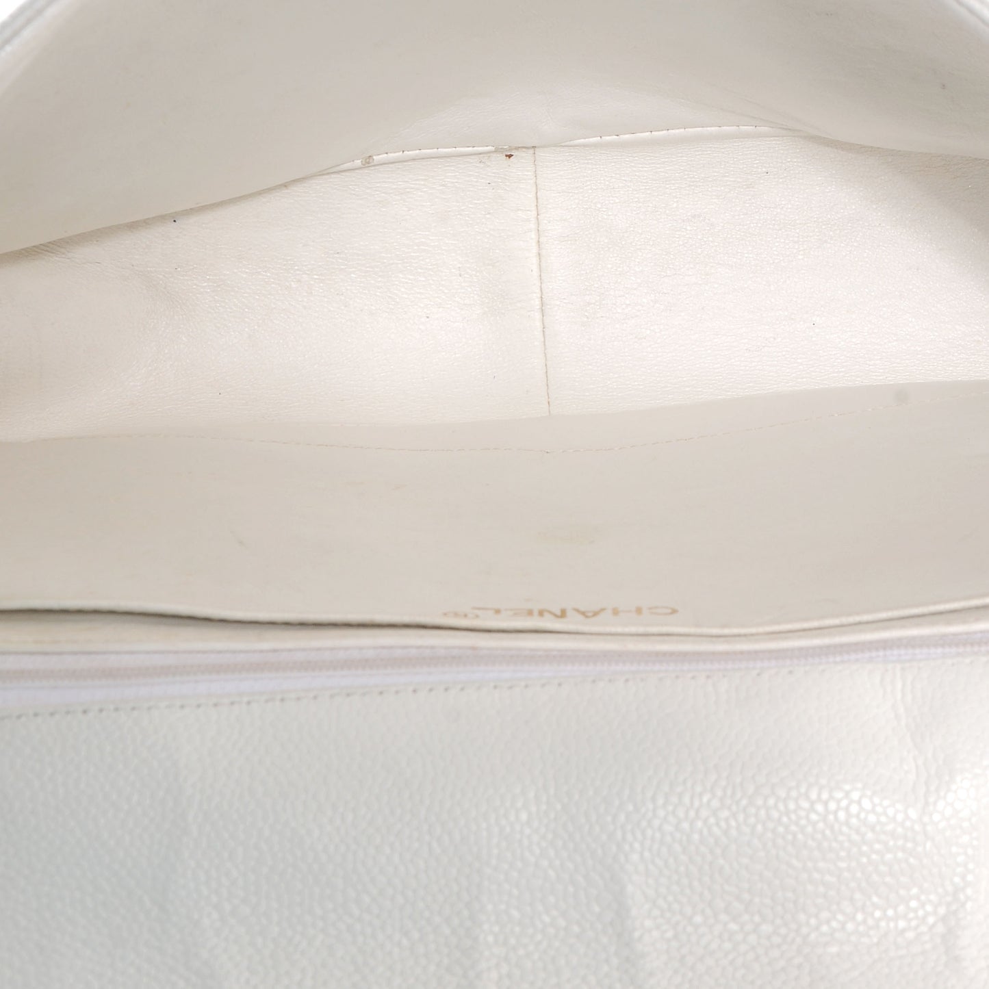Caviar Chevron Jumbo Flap White