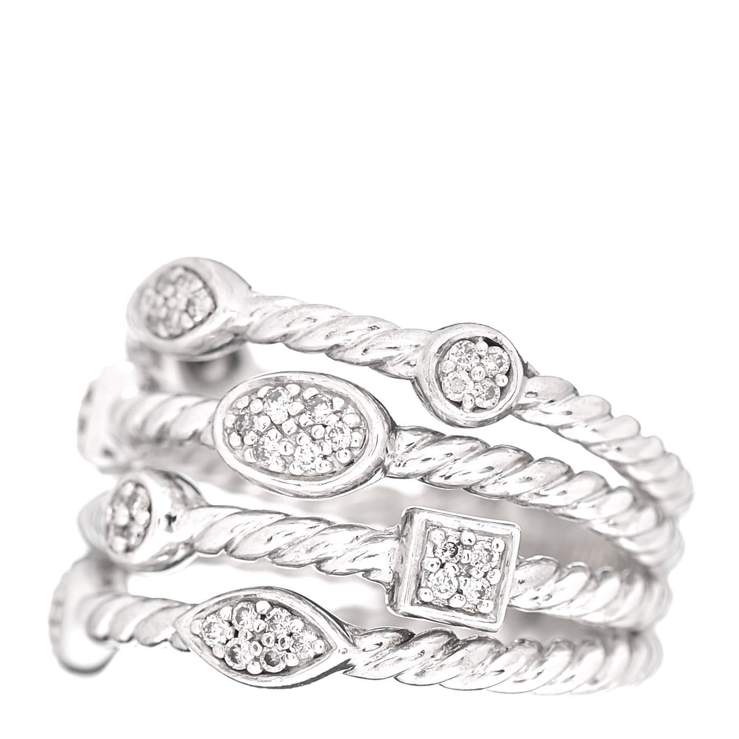 Sterling Silver Diamond Confetti 4 Row Ring 52 6