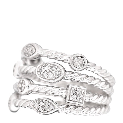 David Yurman Sterling Silver Diamond Confetti 4 Row Ring 52 6 3 of 5