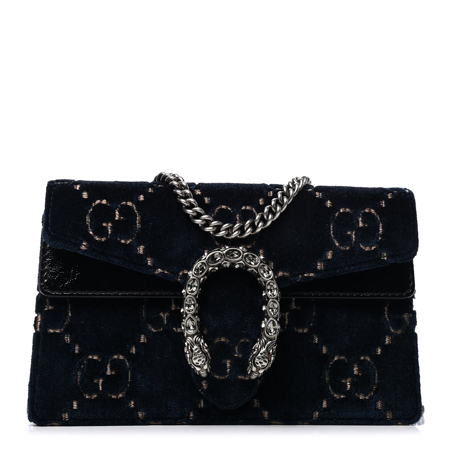 Velvet GG Monogram Super Mini Dionysus Shoulder Bag Blue Beige Black