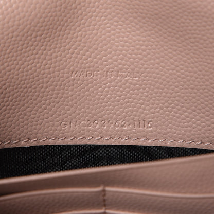 Saint Laurent Grain De Poudre Matelasse Chevron Monogram Envelope Chain Wallet Pale Pink 8 of 9
