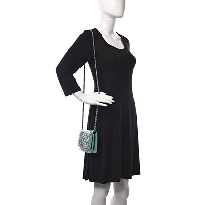 Chanel Patent Quilted Wallet On Chain WOC Green 2 of 14