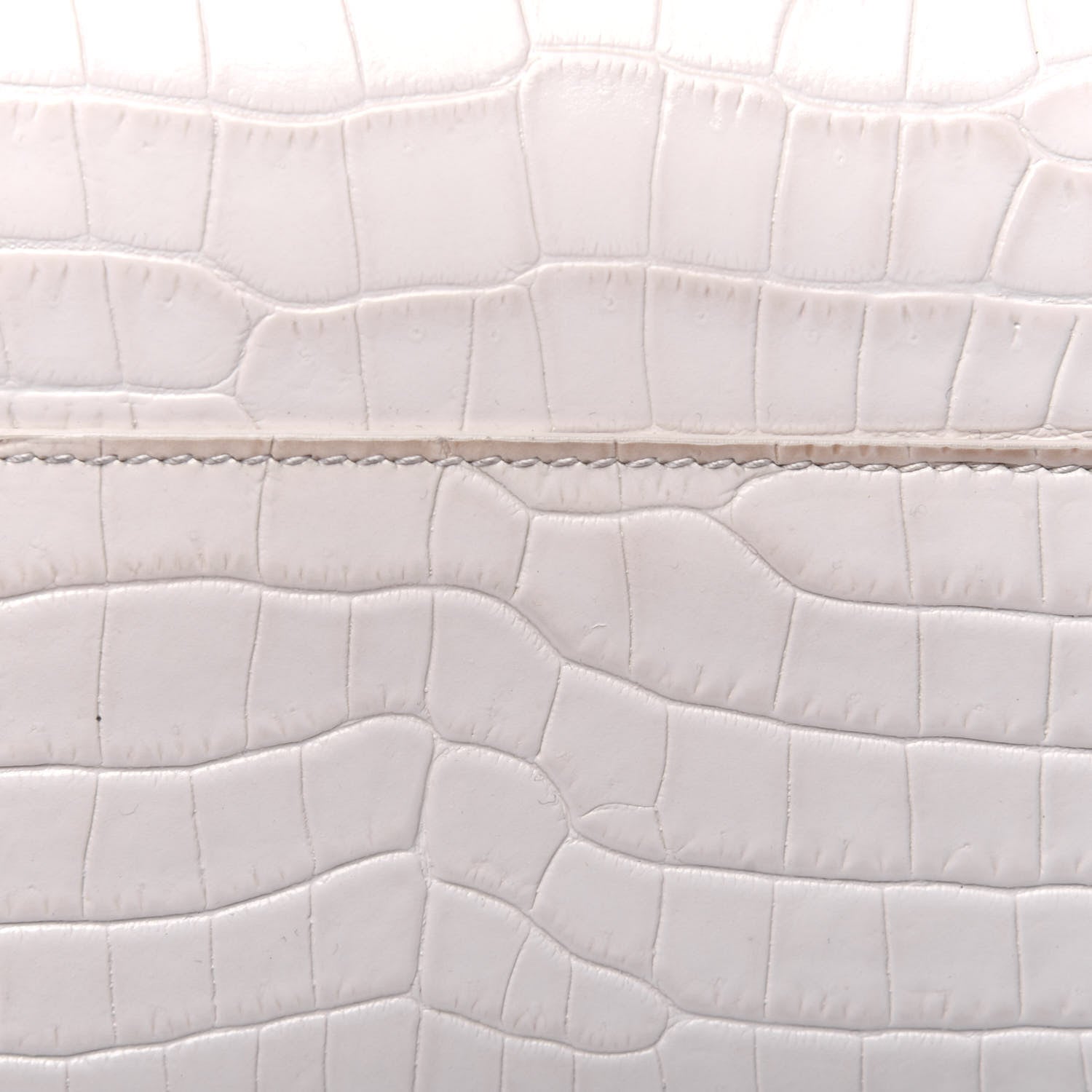 Saint Laurent Calfskin Crocodile Embossed Medium Monogram Sunset Blanc Vintage 15 of 23