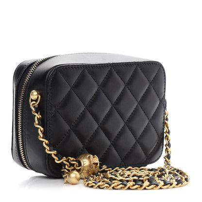 Chanel Lambskin Quilted CC Pearl Crush Camera Case Black 3 of 9