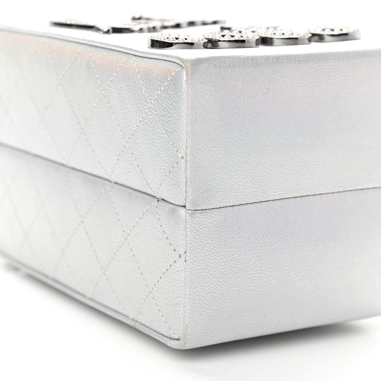 Chanel Metallic Goatskin Lait de Coco Milk Carton Bag Silver 8 of 9