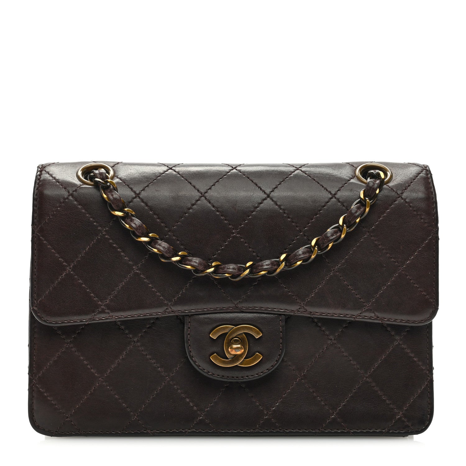 Chanel Lambskin Quilted Small Single Flap Dark Brown 1 of 9