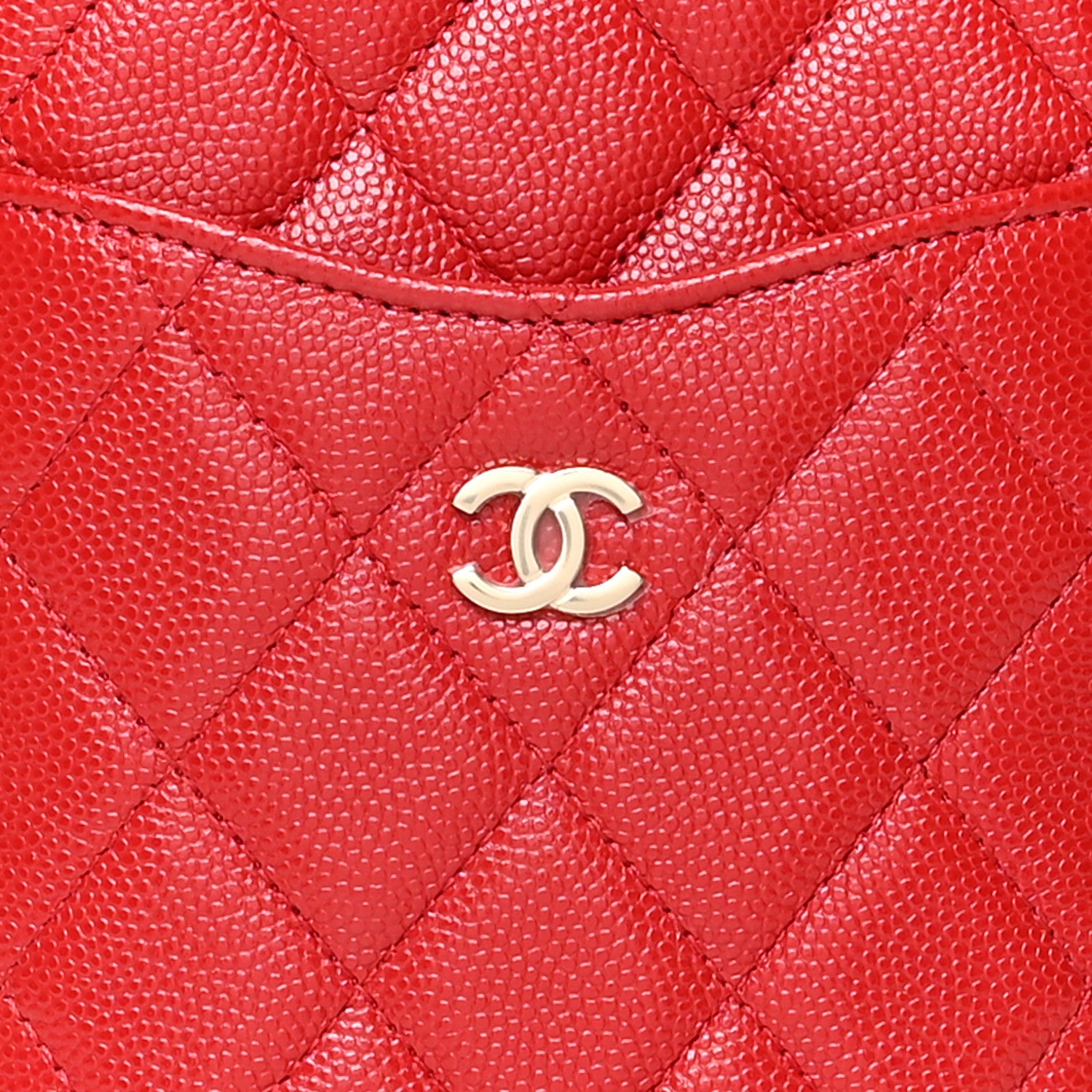 Chanel Caviar Quilted Classic Flat Wallet Pouch Red 8 of 8