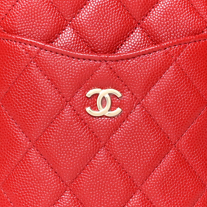Chanel Caviar Quilted Classic Flat Wallet Pouch Red 8 of 8