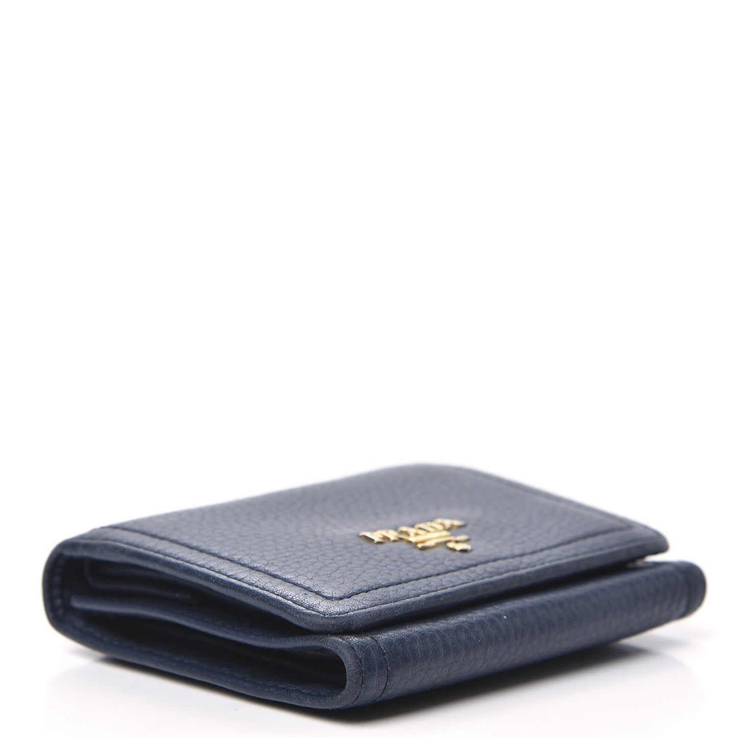 Vitello Daino Metal Tri-Fold Wallet Bleuette