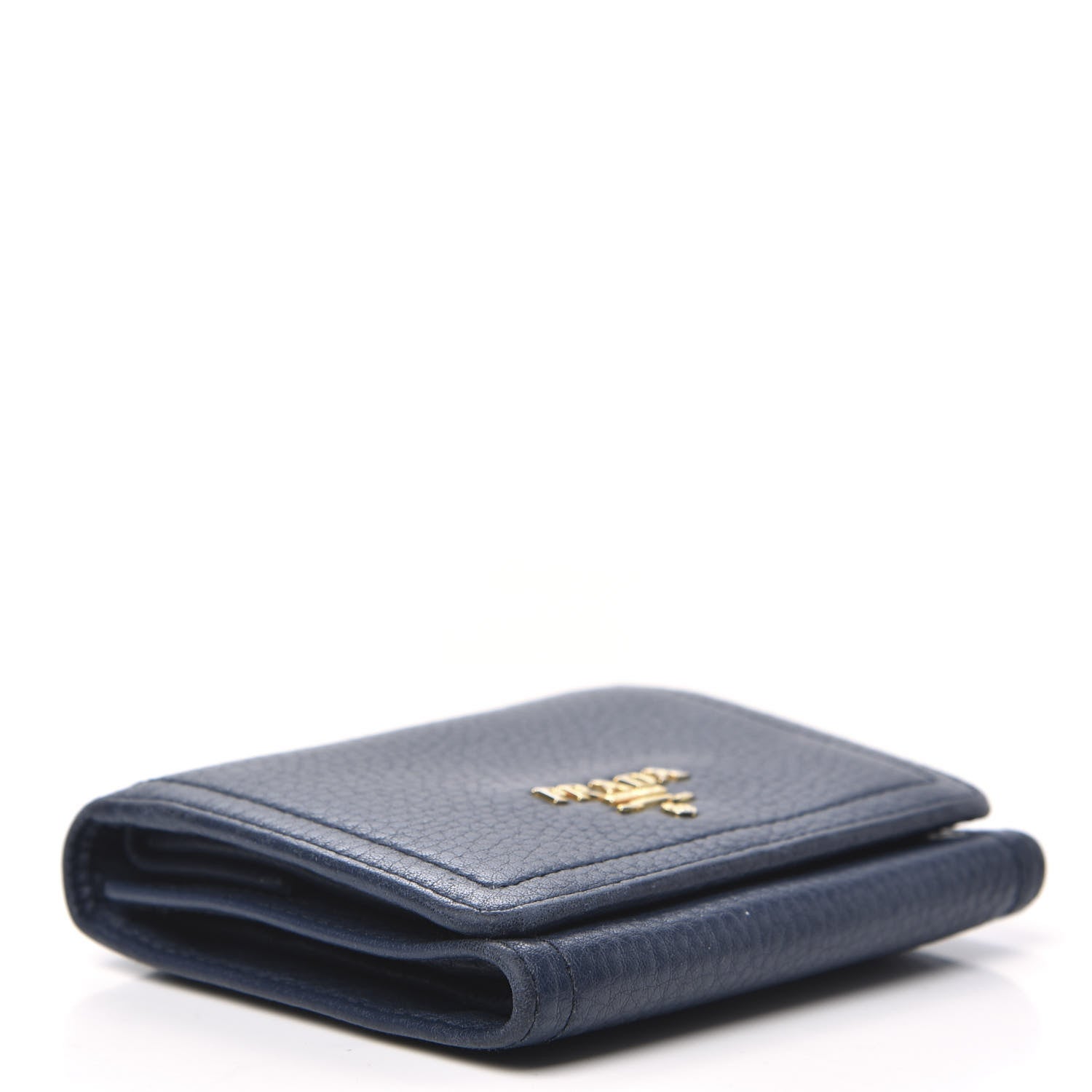 Prada Vitello Daino Metal Tri-Fold Wallet Bleuette 4 of 11