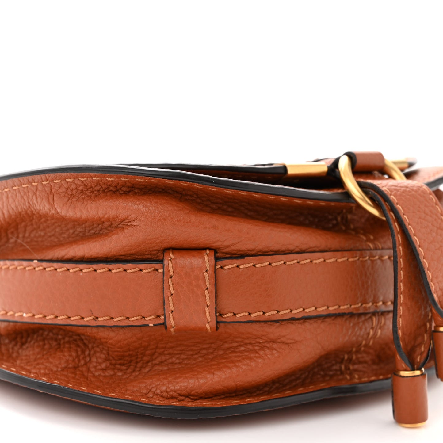 Grained Calfskin Small Marcie Saddle Bag Tan