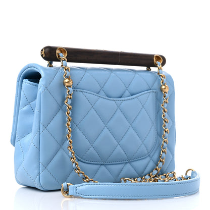 Chanel Lambskin Quilted Small Wenge Wood Flap Light Blue 3 of 10