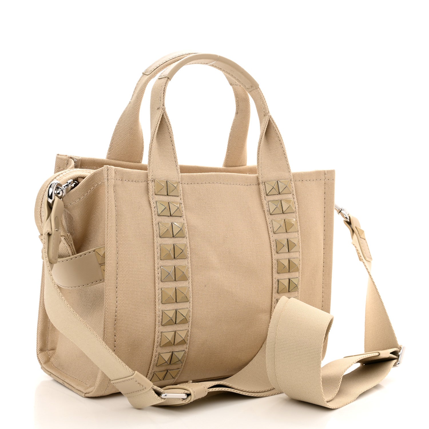 Marc Jacobs Cotton Canvas Mini The Stud Tote Bag Beige 3 of 10