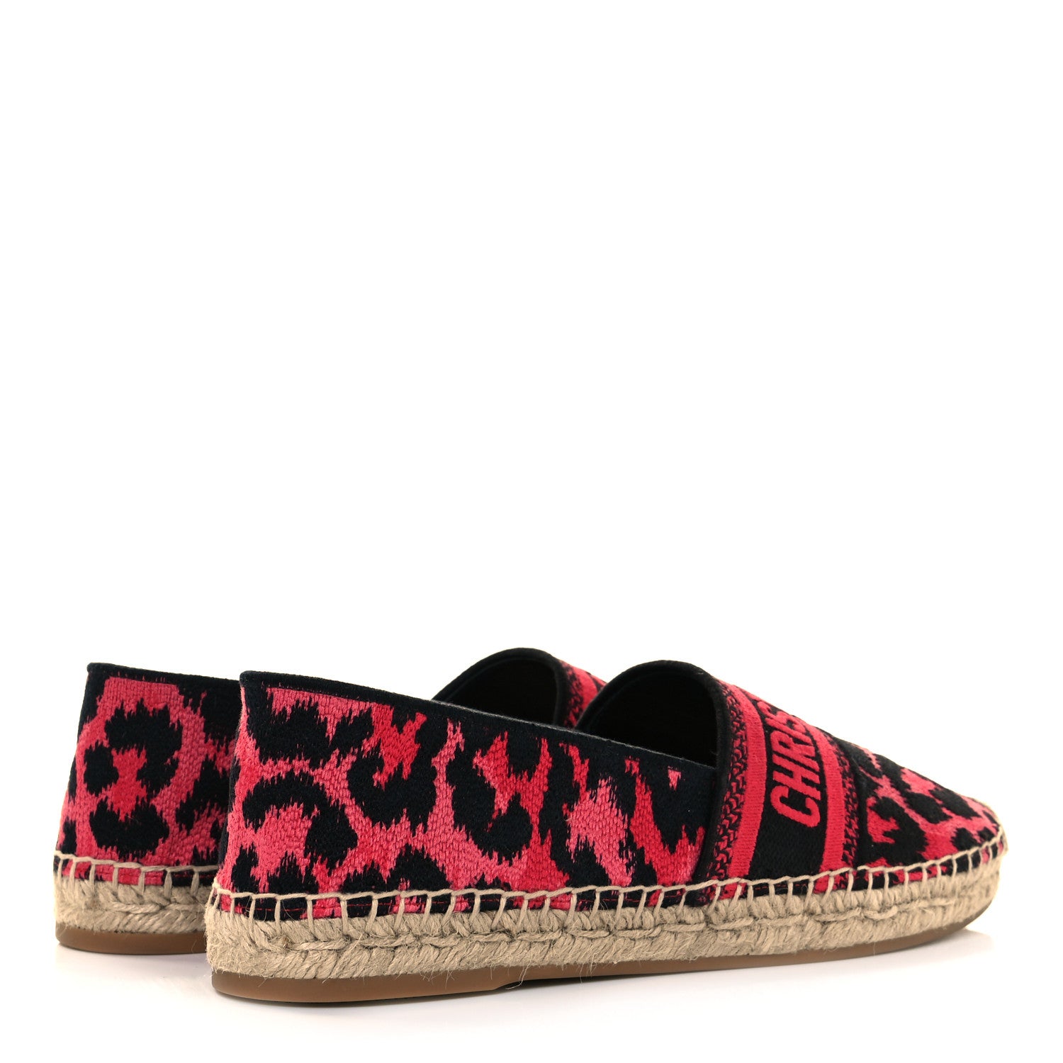 Christian Dior Cotton Embroidered Leopard Print Granville Espadrille 40 Red 4 of 9