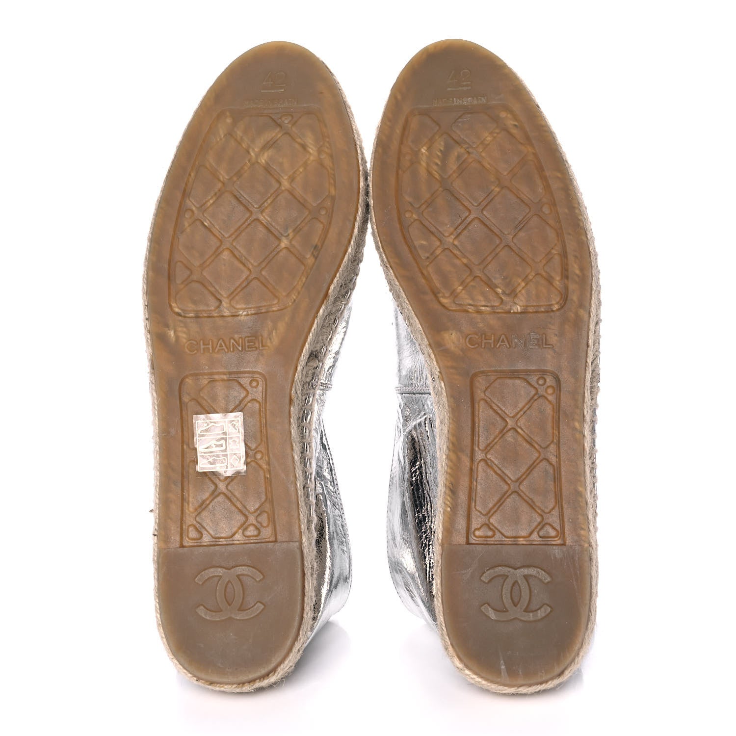 Chanel Laminated Goatskin CC Espadrilles 42 Silver 5 of 10