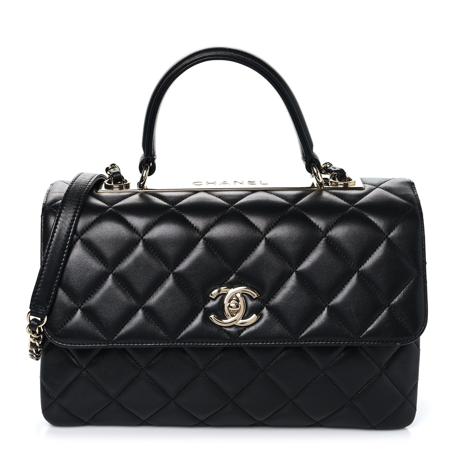 Chanel Lambskin Quilted Medium Trendy CC Flap Dual Handle Bag Black 1 of 10