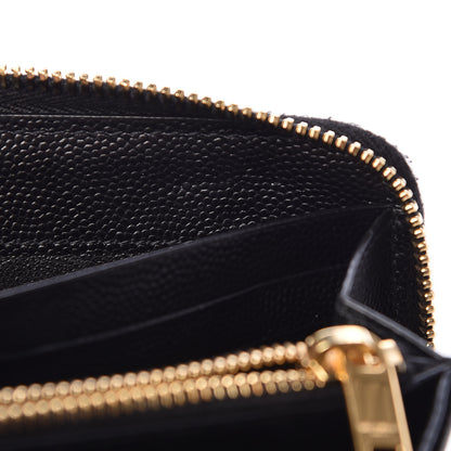 Saint Laurent Grain De Poudre Matelasse Chevron Monogram Zip Around Wallet Black 8 of 11