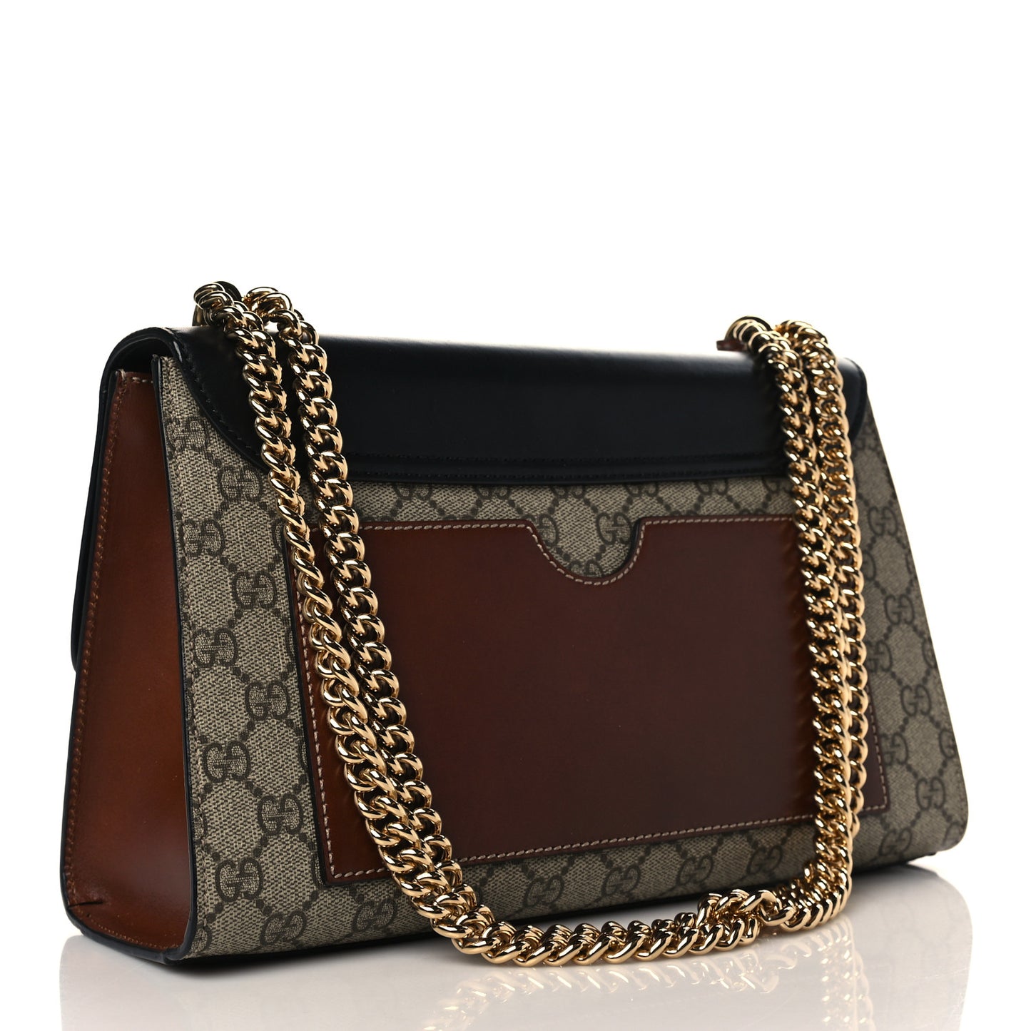 GG Supreme Monogram Calfskin Medium Padlock Shoulder Bag Beige Black Cuir