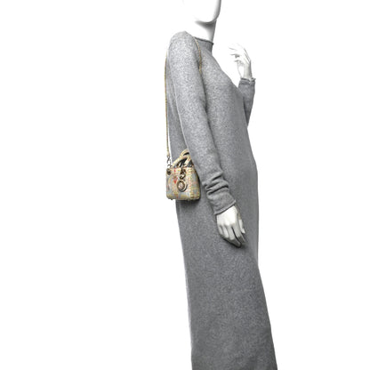 Christian Dior Calfskin Embroidered Mini Lady Dior White Multicolor 2 of 11