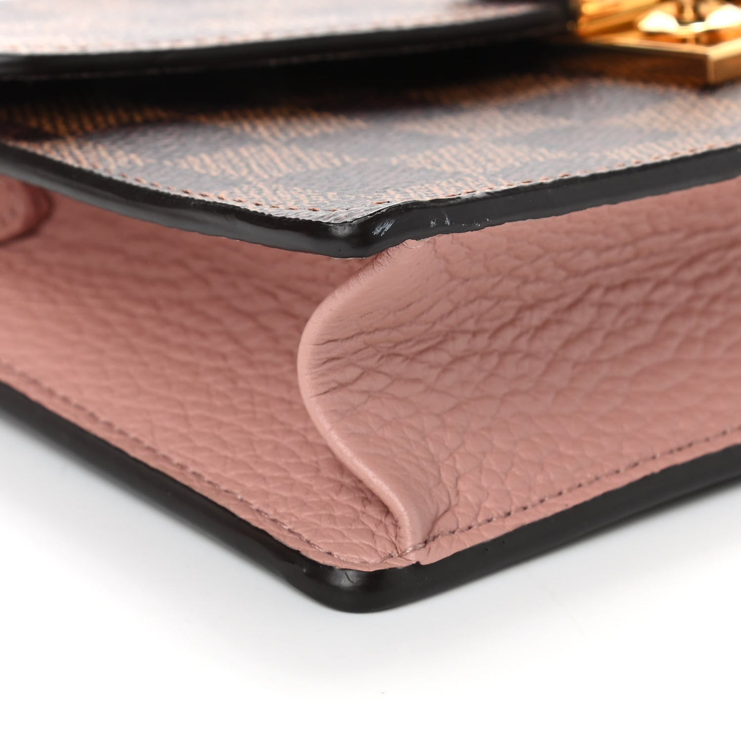Damier Ebene Croisette Chain Wallet Magnolia