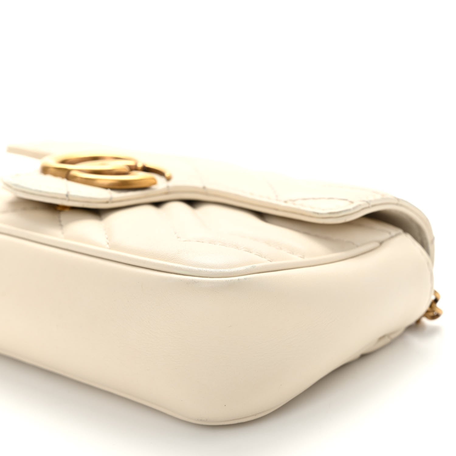 Gucci Calfskin Matelasse Super Mini GG Marmont Shoulder Bag White 10 of 12