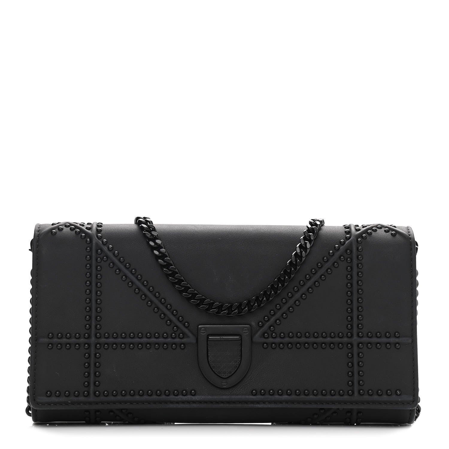 Christian Dior Ultra Matte Calfskin Studded Diorama Croisiere Chain Wallet Black 1 of 9